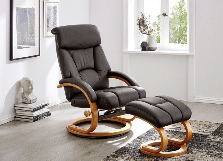 - Relax-Sessel mit Hocker, in Farbe DUNKELBRAUN