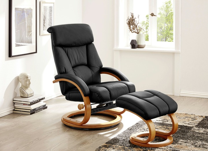 - Relax-Sessel mit Hocker, in Farbe SCHWARZ