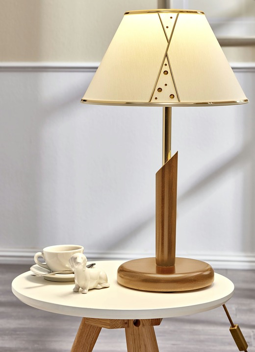 Lampen & Leuchten - Tischleuchte mit Stoffschirm, in Farbe EICHE Ansicht 1