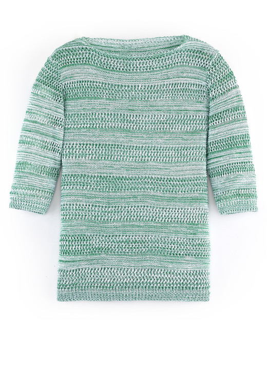 Pullover & Strickmode - Pullover mit Mustermix allover, in Größe 036 bis 050, in Farbe ECRU-GRÜN MELIERT Ansicht 1