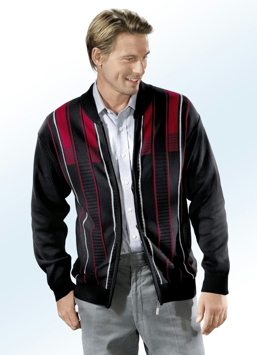 Strickjacken - Jacke mit Schubtaschen, in Größe 046 bis 062, in Farbe SCHWARZ Ansicht 1
