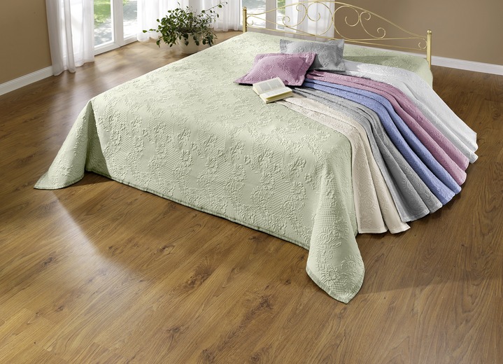 Tagesdecken - Jacquard-Tagesdecken mit Bandeinfassung und Kissenbezüge, in Größe 873 (für Einzelbett, 140x210 cm) bis 924 (Kissenbezug, 50x 50 cm), in Farbe ALTROSA Ansicht 1