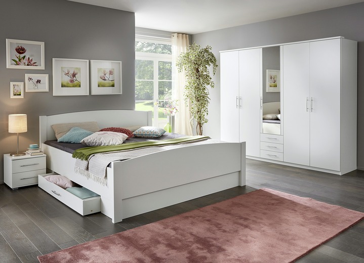 Schlafzimmerschränke - Schlafzimmerprogramm mit Komfortbetten, in Farbe WEISS, in Ausführung Nachttisch Ansicht 1