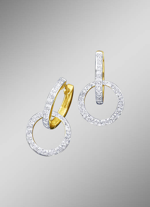 Ohrschmuck - Außergewöhnliche Klappcreolen mit Diamanten, in Farbe  Ansicht 1