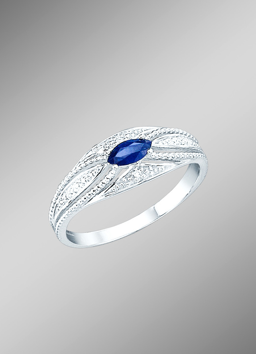 Ringe - Damenring mit Brillanten und echt blauem Safir, in Größe 160 bis 220, in Farbe