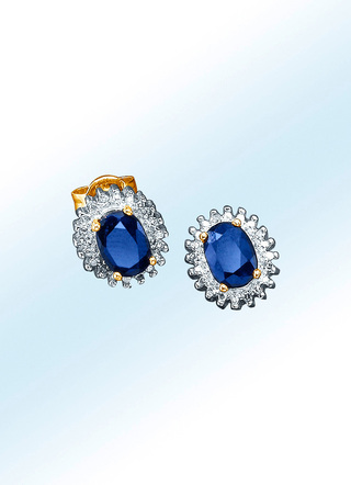 Ohrstecker mit echten Diamanten und echtem Safir