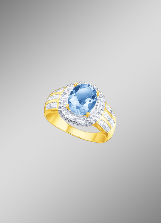 Ringe - Damenring mit echtem Blautopas und Diamanten, in Größe 160 bis 220, in Farbe  Ansicht 1
