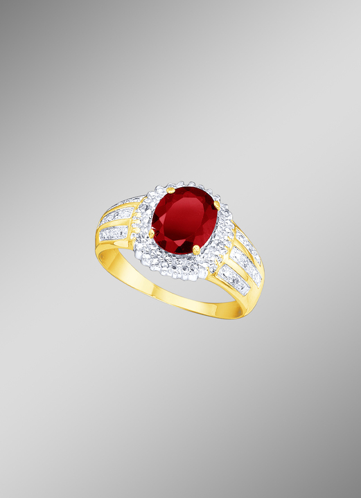 Ringe - Damenring mit echt Granat und Diamanten, in Größe 160 bis 220, in Farbe  Ansicht 1