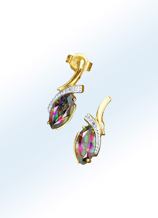 Ohrstecker mit Mystic-Firetopas und Diamanten