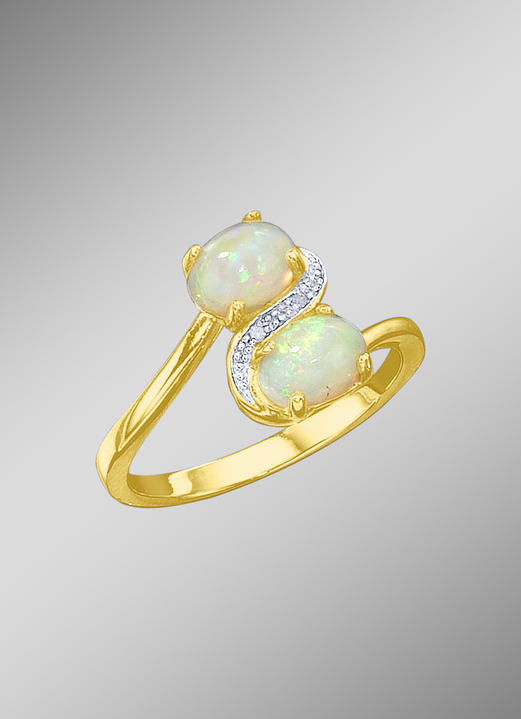 Ringe - Damenring mit echten Opalen und Diamanten, in Größe 160 bis 220, in Farbe  Ansicht 1