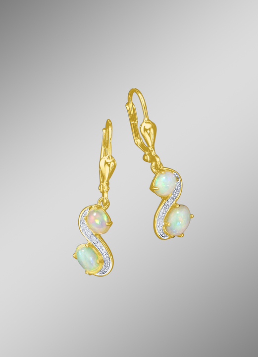 - Ohrringe mit Opal und Diamanten, in Farbe  Ansicht 1