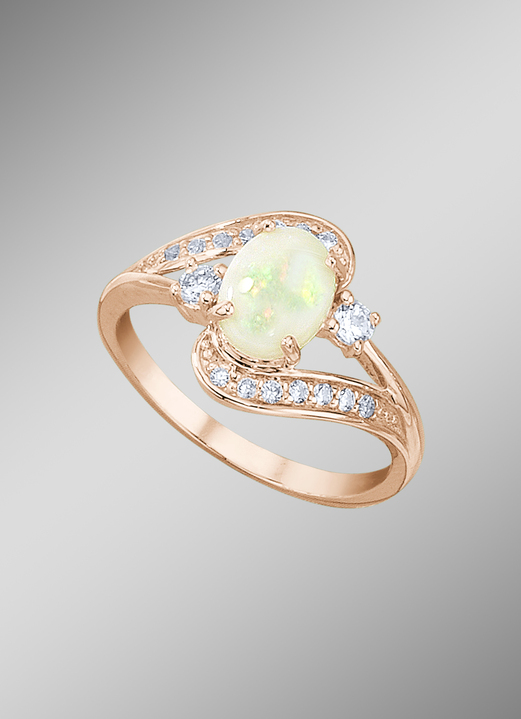 Ringe - Damenring mit echtem Opal und synth. Zirkonia, in Größe 160 bis 220, in Farbe  Ansicht 1
