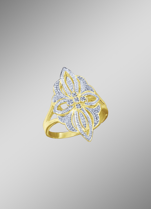 Ringe - Floraler Damenring mit 4 Diamanten, in Größe 160 bis 220, in Farbe  Ansicht 1