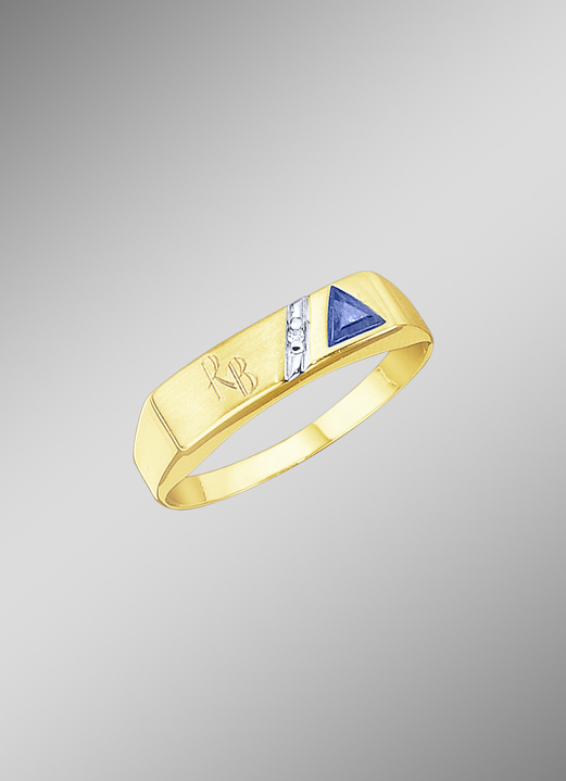 Ringe - Damenring mit Diamant und Safir, in Größe 160 bis 220, in Farbe  Ansicht 1