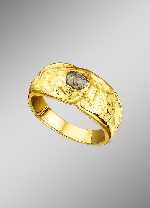Ringe - Handgearbeiteter Partnerring mit Roh-Diamant, in Größe 160 bis 240, in Farbe