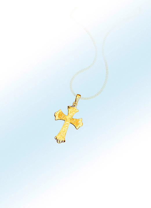 - Goldplattierter Kreuz-Anhänger, in Farbe
