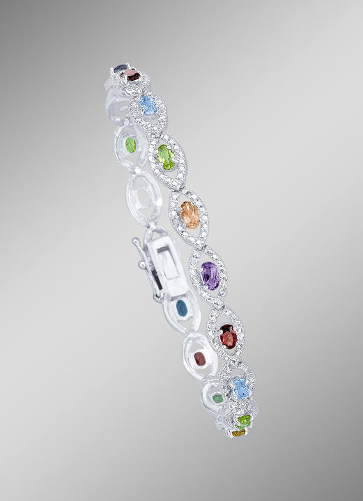 Armbänder - Armband mit echt Granat, Blautopas, Citrin, Amethyst und Peridot, in Farbe  Ansicht 1