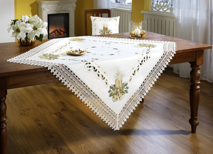 Tischdecken - Aufwendig gearbeitete Tisch- und Raumdekoration, in Größe 101 (Deckchen, 35x 50 cm) bis 404 (Kissenbezug, 40x 40 cm), in Farbe SEKT