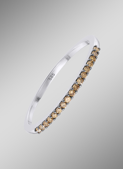 Ringe - Exquisiter Damenring mit braunen Diamanten, in Größe 160 bis 220, in Farbe