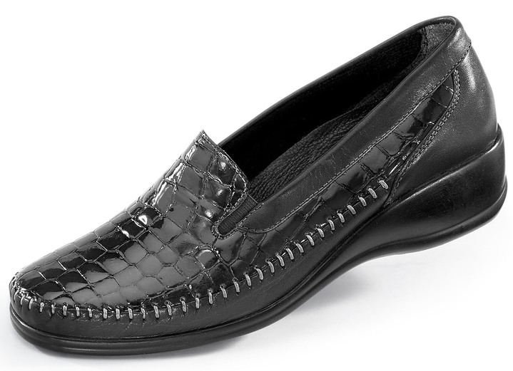 Slipper & Schnürschuhe - Gemini Slipper mit Krokoprägung, in Größe 036 bis 042, in Farbe SCHWARZ Ansicht 1