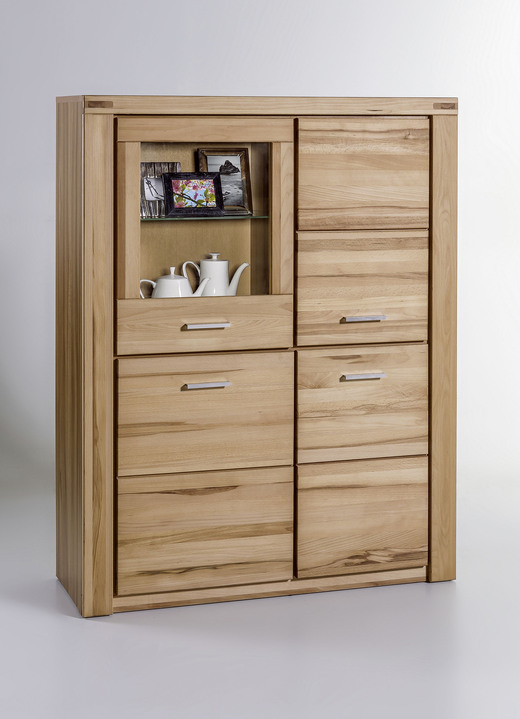 Kommoden - Highboard mit Massivholzfronten , in Farbe KERNBUCHE Ansicht 1
