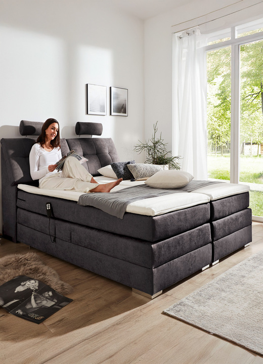 Boxspringbetten - Motor-Boxspringbett mit verstellbarem Kopf- und Fußteil, in Farbe ANTHRAZIT