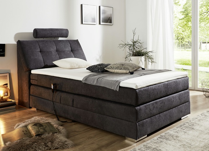 Boxspringbetten - Motor-Boxspringbett mit verstellbarem Kopf- und Fußteil, in Farbe ANTHRAZIT Ansicht 1