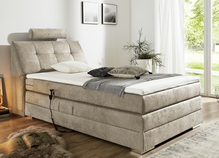 Boxspringbetten - Motor-Boxspringbett mit verstellbarem Kopf- und Fußteil, in Farbe SAND Ansicht 1