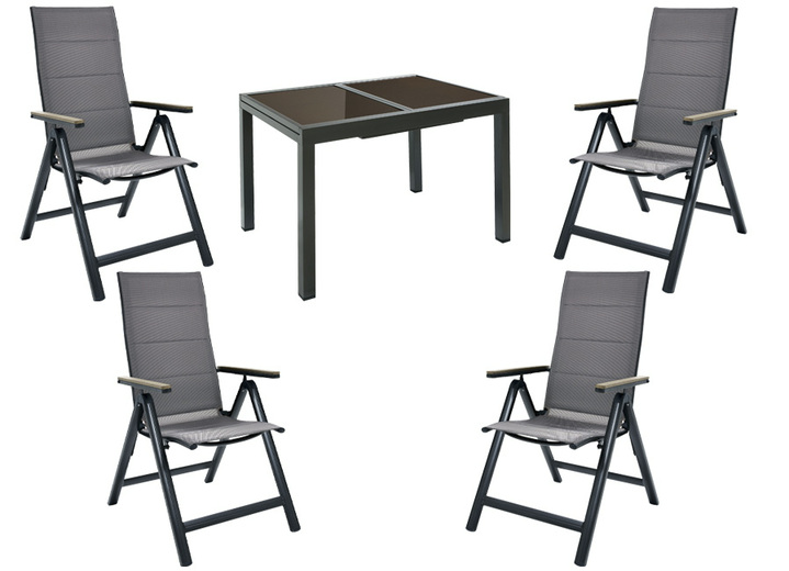Gartenmöbel - Gartenmöbel-Set Trivero, 5-teilig, mit Klappsesseln, in Farbe GRAU-BRAUN Ansicht 1