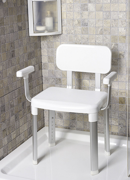 Badhilfen - Dusch- und Badestuhl für sicheres Duschen und Baden, in Farbe WEISS-ALU