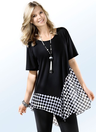 Longshirt mit Chiffon-Abschluss