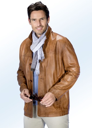 Lederkurzjacke mit Reverskragen