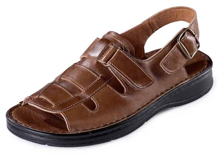 Sandalen & Pantoletten - Gemini Sandale mit praktischer Klettspange, in Größe 040 bis 047, in Farbe COGNAC