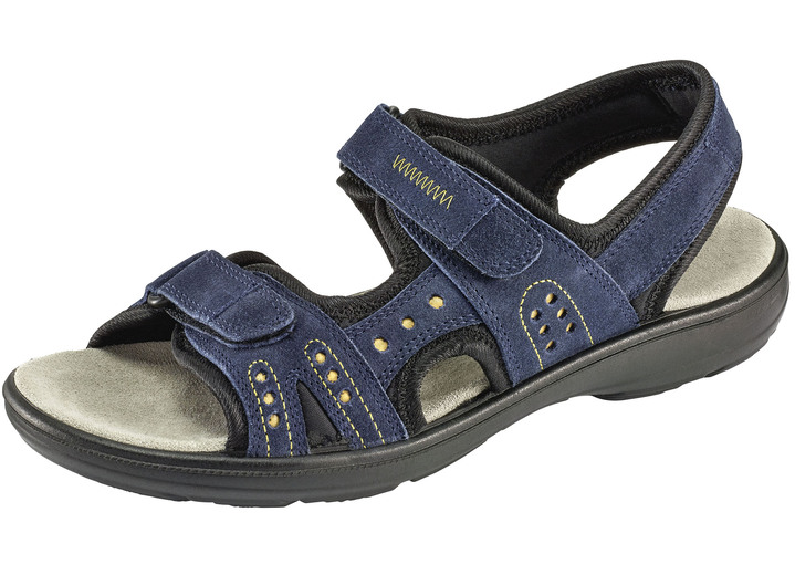 Sandaletten & Pantoletten - Sandale aus weichem Rind-Veloursleder, in Größe 036 bis 042, in Farbe MARINE Ansicht 1