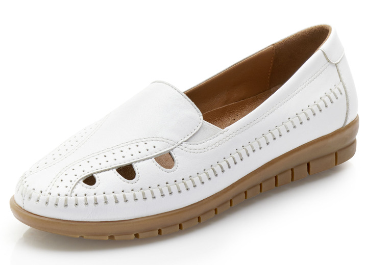Slipper & Schnürschuhe - Gemini Slipper mit seitlichen Gummizügen, in Größe 036 bis 041, in Farbe WEISS Ansicht 1