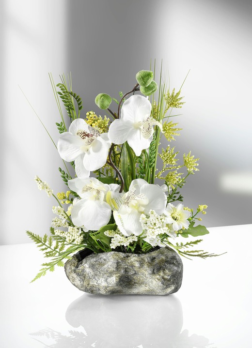 Kunst- & Textilpflanzen - Herrliches Orchideengesteck für Ihr Zuhause, in Farbe WEISS