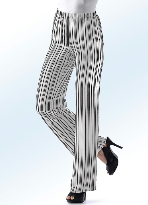 Hosen - Hose mit aktueller Streifendessinierung, in Größe 018 bis 054, in Farbe ECRU-SCHWARZ Ansicht 1