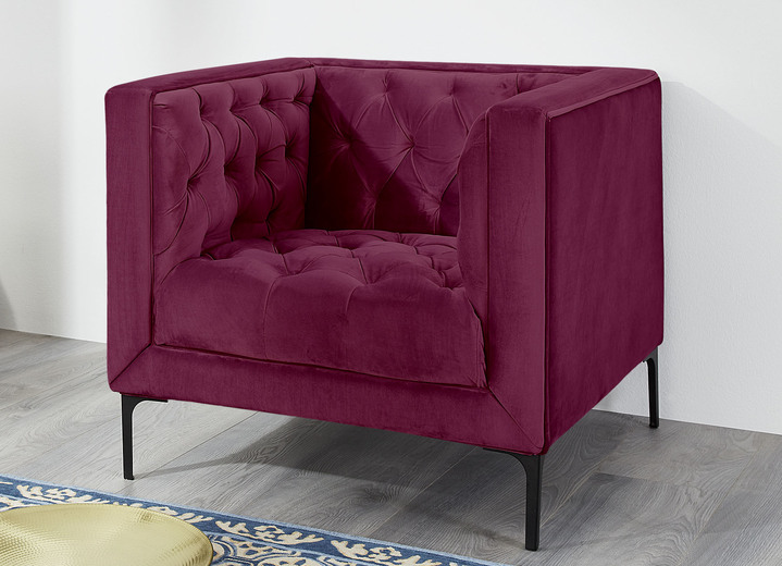 - Polstermöbel mit schwarzen Metallfüßen, in Farbe BORDEAUX, in Ausführung Sessel