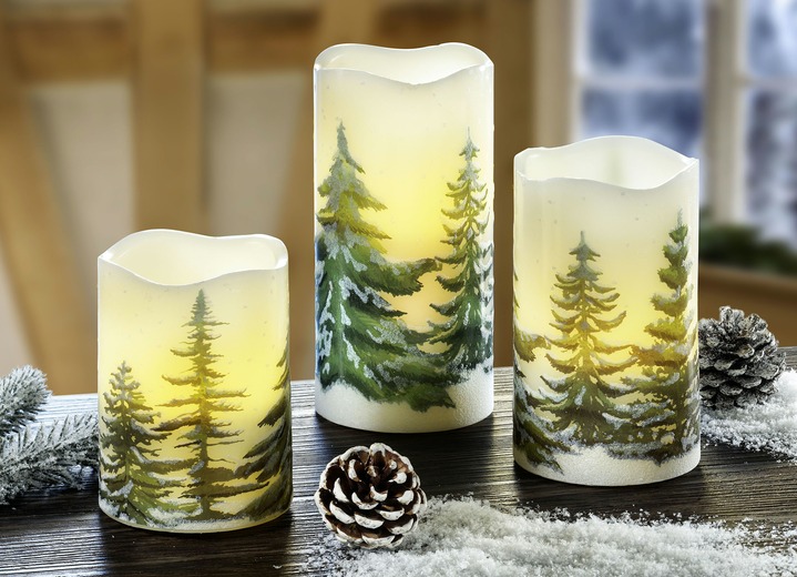 Weihnachten - LED-Echtwachskerzen, 3er-Set, in Farbe WEISS Ansicht 1