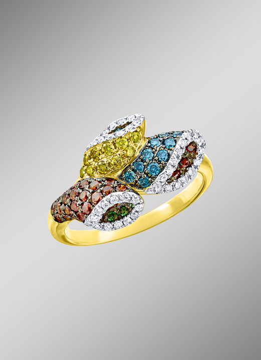 Ringe - Damenring in Blütenform mit bunten Brillanten, in Größe 160 bis 220, in Farbe  Ansicht 1