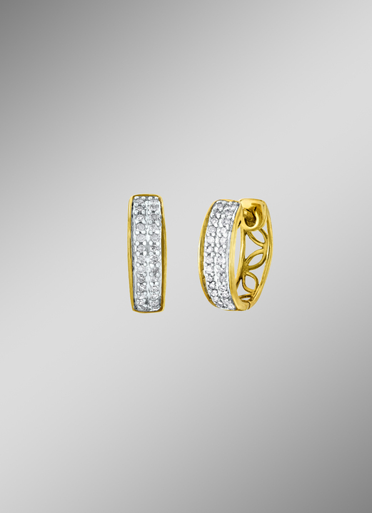 - Creolen mit Diamanten, in Farbe  Ansicht 1