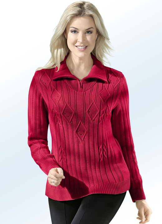 - Pullover mit Strasszier, in Größe 038 bis 052, in Farbe ROT