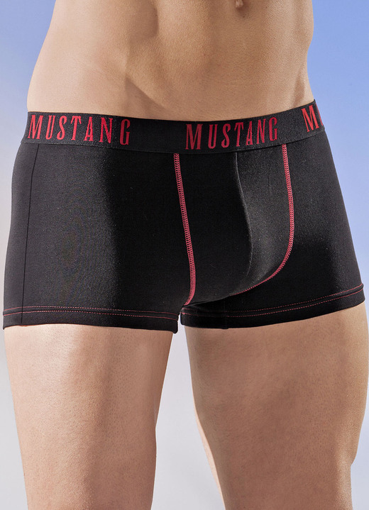 Pants & Boxershorts - Mustang Dreierpack Pants, uni, in Größe L (6) bis XXL (8), in Farbe SCHWARZ-ROT Ansicht 1