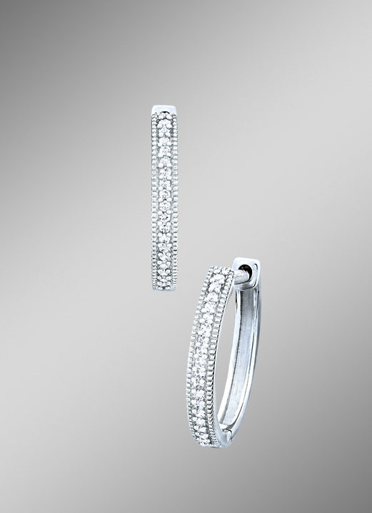 - Creolen mit Diamanten, in Farbe  Ansicht 1