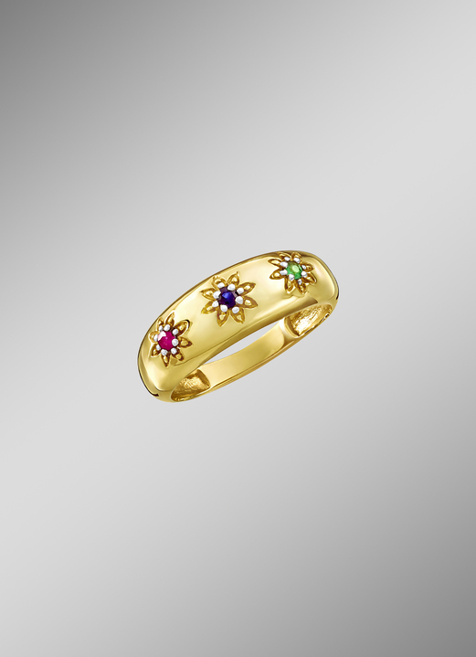 Ringe - Damenring mit echten Edelsteinen im Sternendesign, in Größe 160 bis 220, in Farbe