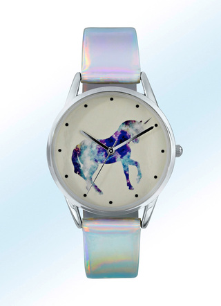 Quartz-Damenuhr mit  Einhorn-Zifferblatt