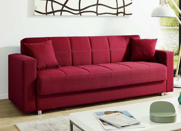 Schlafsofas - Klick-Klack-Sofa mit Dekokissen, in Farbe ROT Ansicht 1