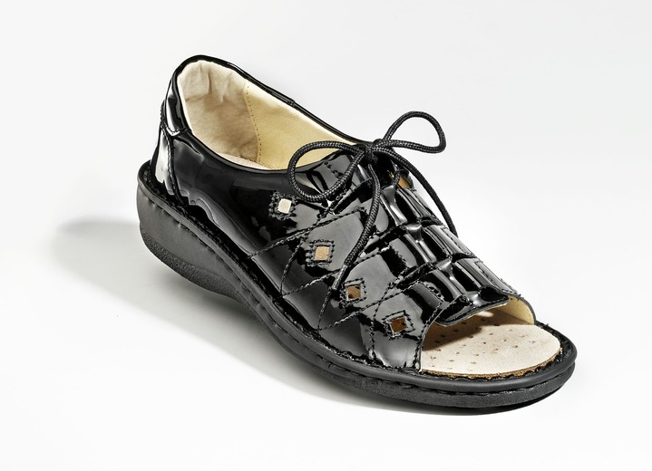 Gesunder Fuß - Sandalette aus Lackleder, in Größe 036 bis 042, in Farbe SCHWARZ Ansicht 1