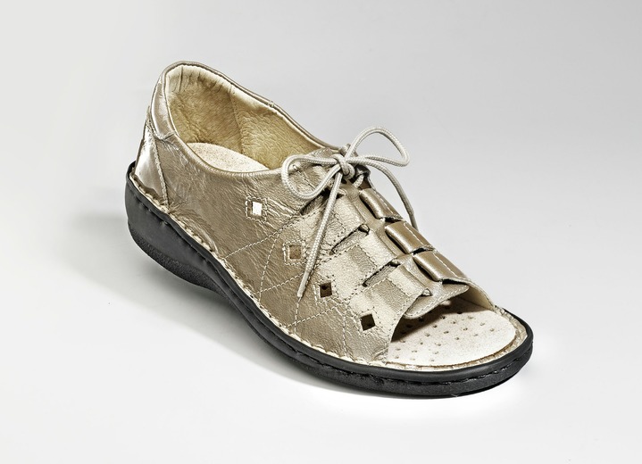 Gesunder Fuß - Sandalette aus Lackleder, in Größe 036 bis 042, in Farbe TAUPE Ansicht 1