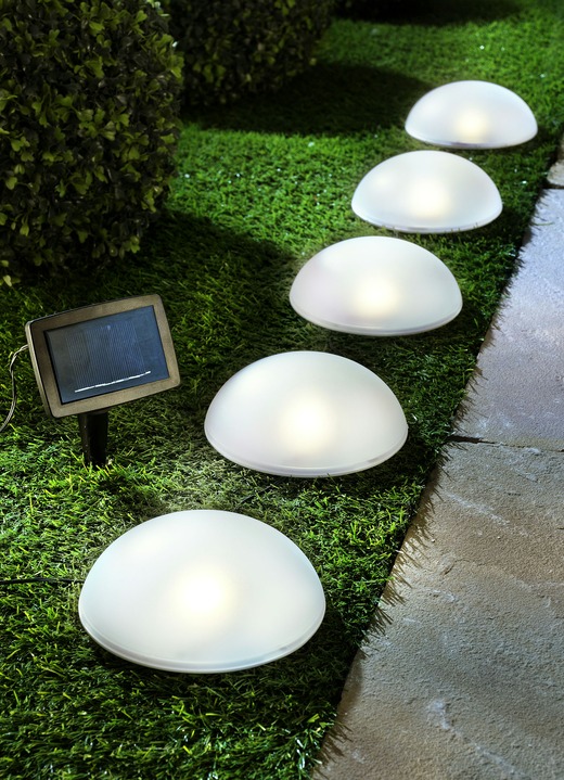 Gartenbeleuchtung - LED-Solar-Halbkugeln, 5er-Set, mit Erdspieß, in Farbe WEISS Ansicht 1